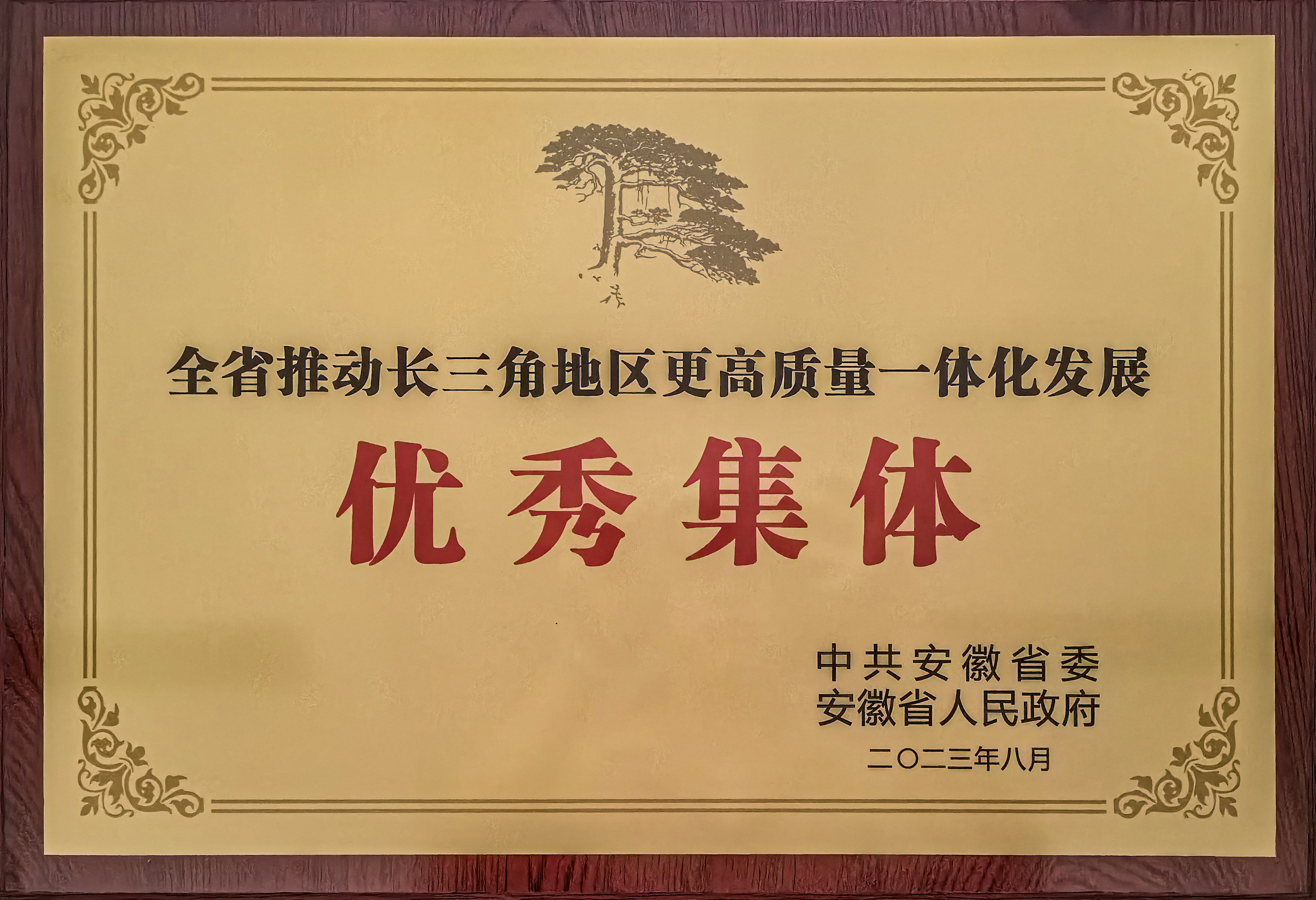 荣誉！致盛集团六安智谷荣获“安徽省推动长三角地区更高质量一体化发展优秀集体”称号